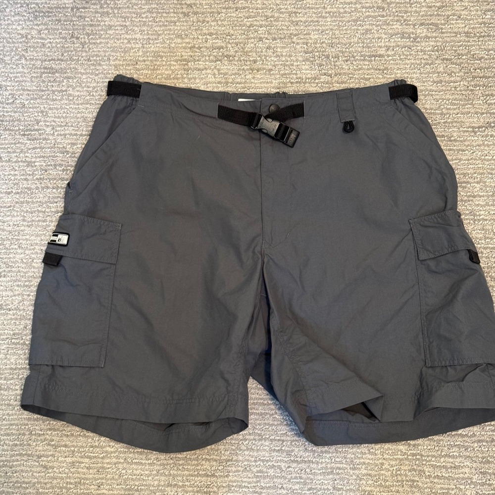 REI Women 14 Sahara Cargo Shorts Gray Nylon UPF 50 Hiking Belted Outdoor